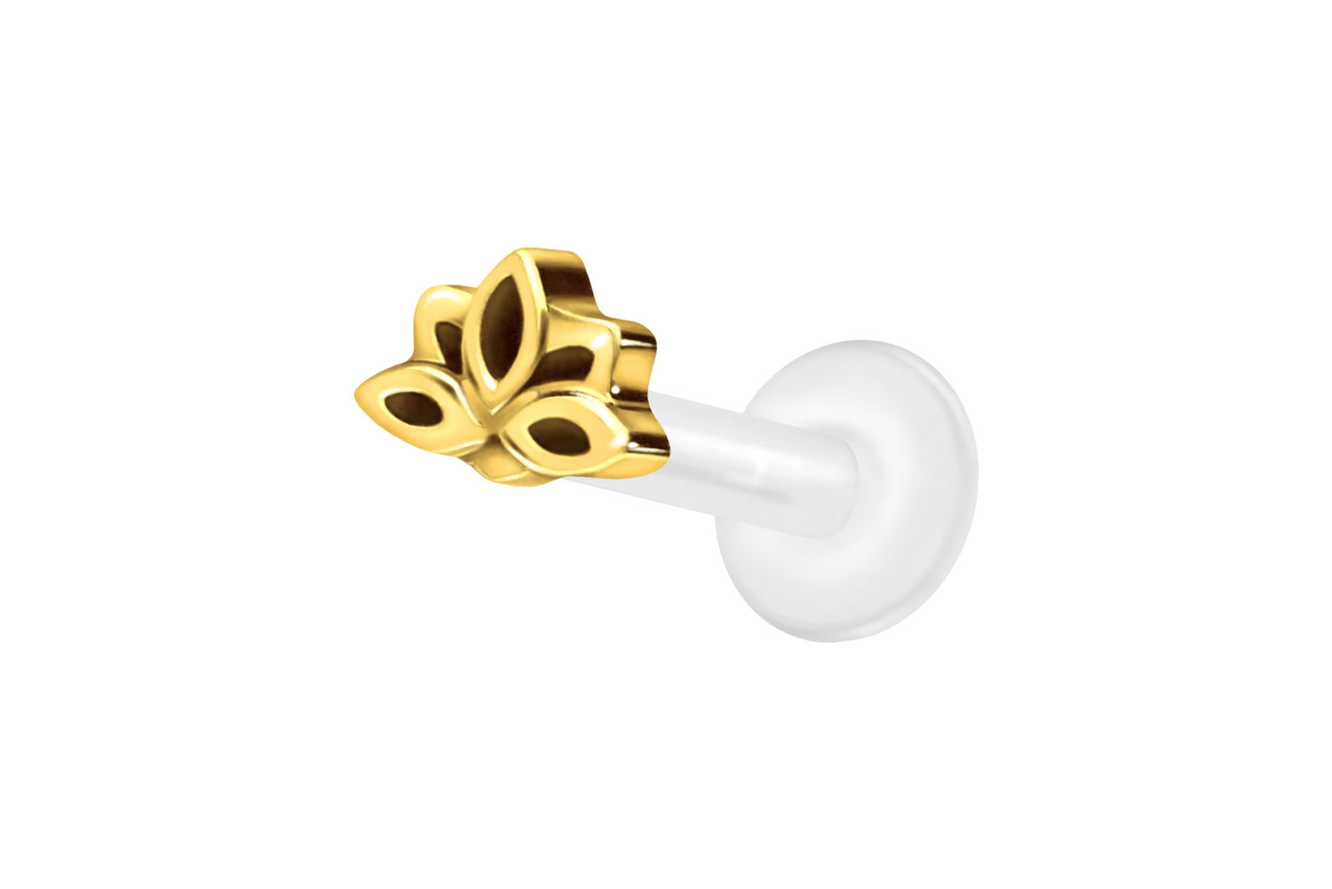 PTFE Labret Piercing mit Innengewinde + Titan-Aufsatz LOTUSBLÜTE